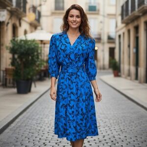 Vintage Alexis Fashions Dress Size 6 Floral Abstract Artcore 80s Wrap ‎ USA